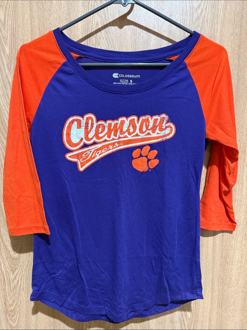 Colosseum Purple and Orange Clemson Raglan Shirt